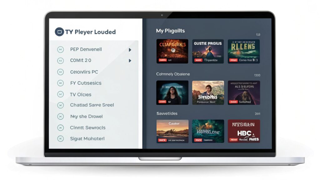 IPTV player with a loaded playlist displaying channel thumbnails.